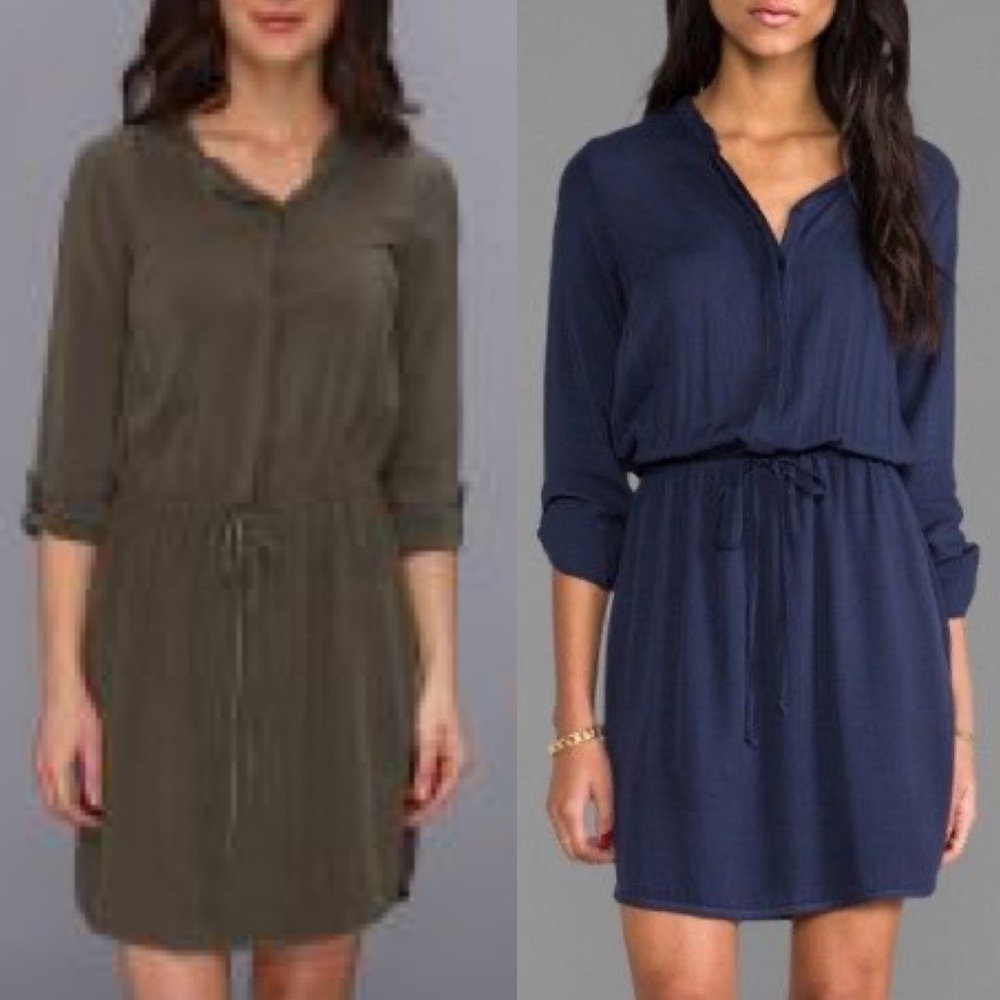 Splendid Mandarin Collar Shirting Dress in Olive